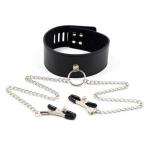 Collare con morsetti per capezzoli Leash nipple black