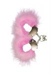 Śmieszna zabawka-kadanki - Metallic Handcuffs,Feather Cov.. Pink