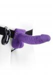 7in. Vibrating Hollow Strap-On Purple