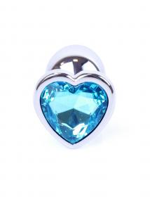 Plug-Jewellery Silver Heart PLUG- Light Blue