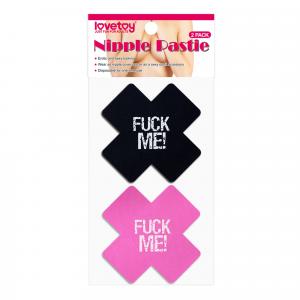 FUCK ME Cross Pattern Nipple Pasties (2 Pack)