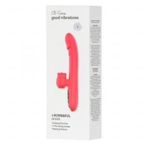 Silicone Vibrator 7 Powerful Modes - Licking, 7 ThrustingHeating, Red