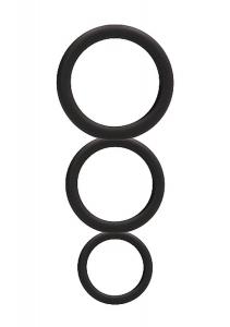 Round Cock Ring Set - Black