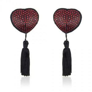 Bielizna-Heart shine nipples tassels (rosso)