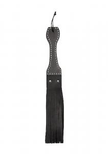 Wooden Handle Belt Whip Flogger Leather - Black