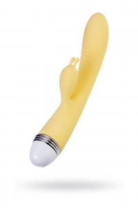 Vibrator with clitoral stimulator Flovetta by Toyfa Aster, silicone, yellow, 22 cm