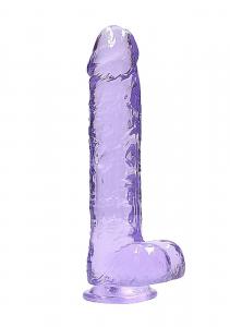 9"" / 23 cm Realistic Dildo With Balls - Purple