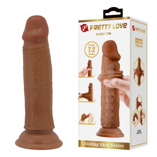 PRETTY LOVE - QUENTIN 7.2"(184mm) Sliding Skin Series TPR, Suction base Bendable