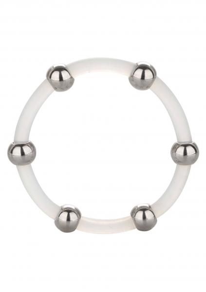 Steel Beaded Silicone Ring XL Transparent