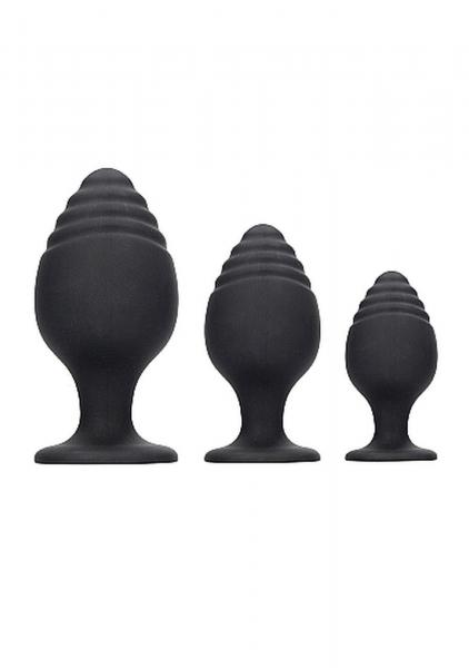 Rippled Butt Plug Set - Black