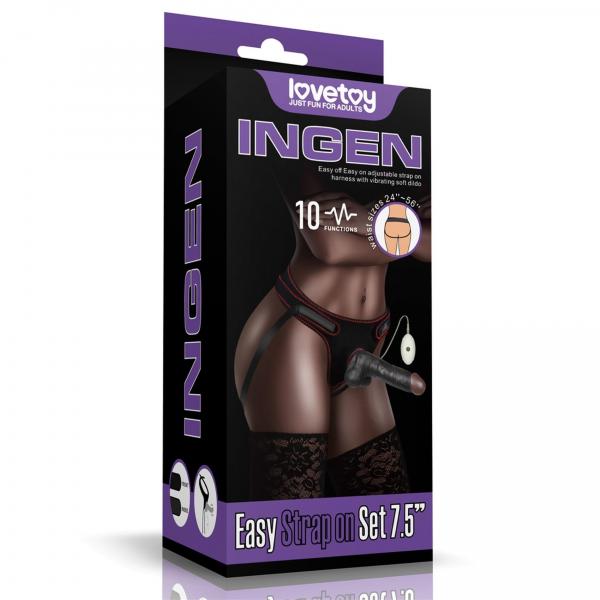 Vibrating Easy Strapon Set 7.5'' Black