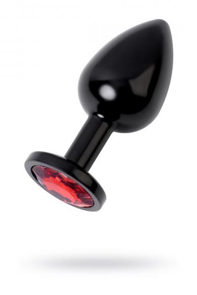 Black anal plug TOYFA Metal,with a ruby colored gem