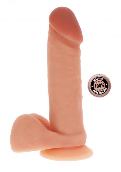 Silicone Dildo 8 Inch w Balls Light skin tone