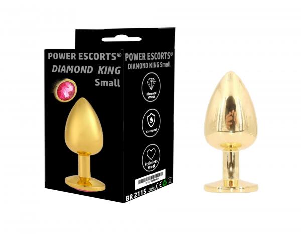 Plug-Diamond King Small-Butt Plug-Gold/White Stone