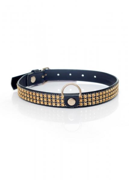 Fetish B - Series Collar with crystals 2 cm gold