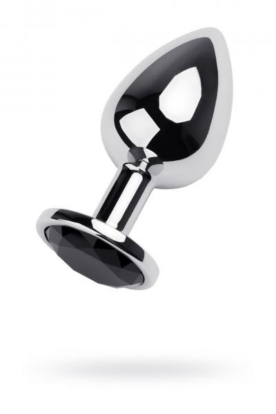 Silver anal plug TOYFA Metal with black round-shaped gem