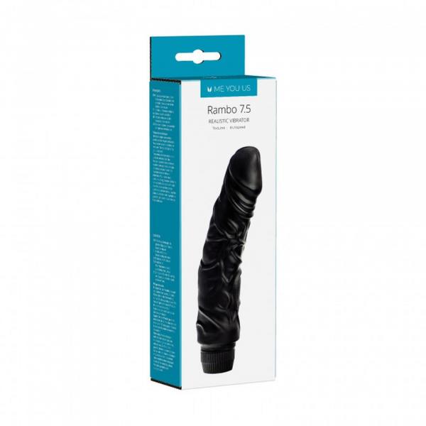 Wibrator-7,5"""""""""""""""" Perfect Pleasures Curved Veined Rambo Vibe ~ Black (2AA)