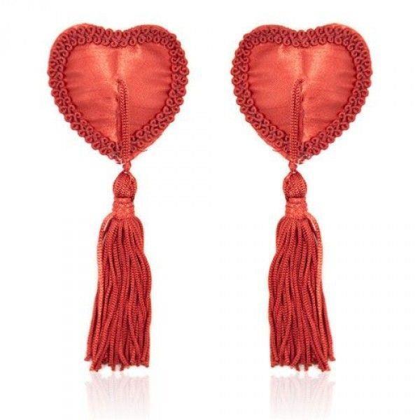 Bielizna-Heart Nipples Tassels RED