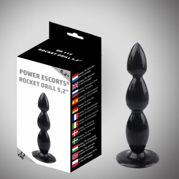 Rocket drill 5,2 inch black big anal plug 5,2 inch / 13 cm