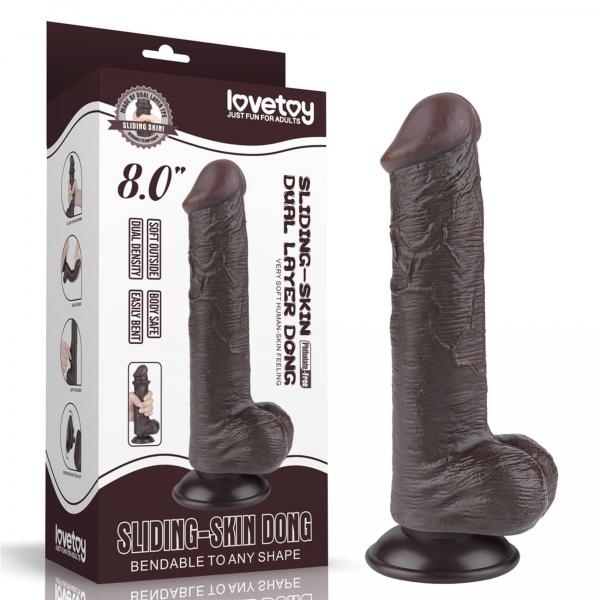 8'' Sliding Skin Dual Layer Dong Black