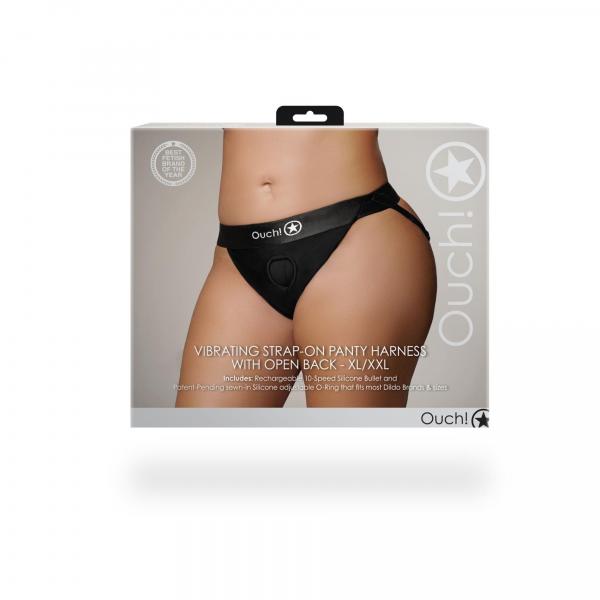 Vibrating Strap-on Panty Harness with Open Back - XL/XXL
