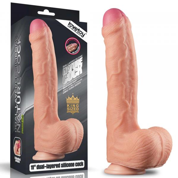 11"" Dual Layer Platinum Silicone Cock