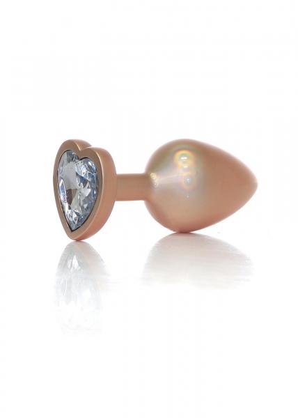 Plug-Jewellery Pearl Gold Heart PLUG- Clear M