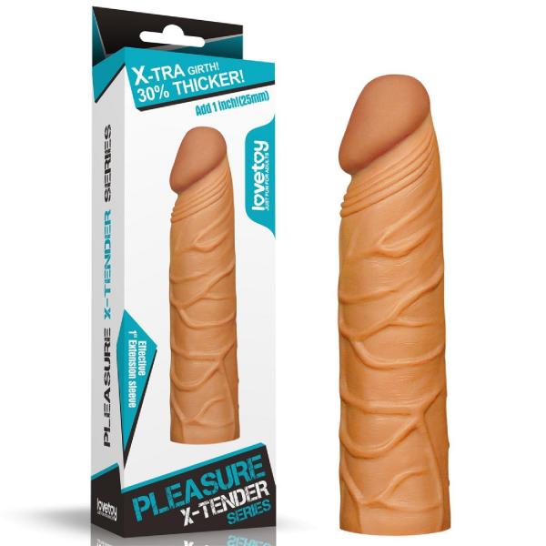 Add 1"" Pleasure X Tender Penis Sleeve Brown