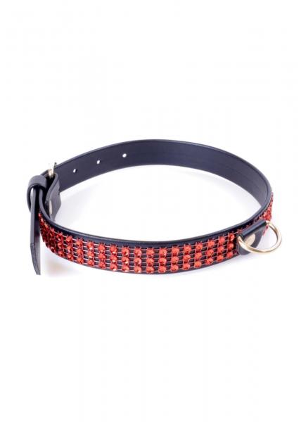 Fetish B - Series Collar with crystals 2 cm Red Line