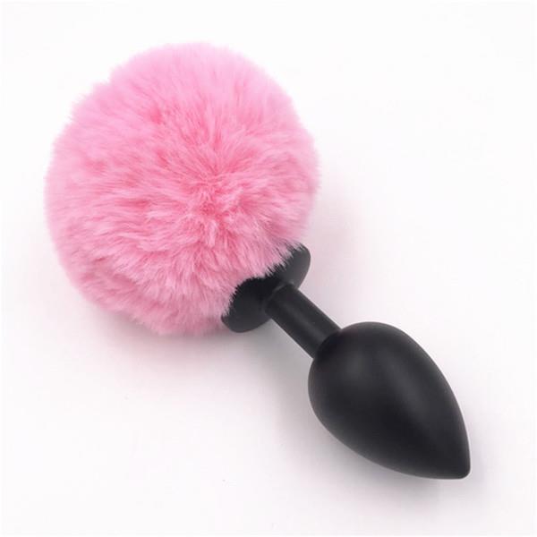 Bunny plug 3 - pack black with pink tail starter 3 - pack