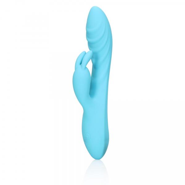 Ribbed Ultra Soft Silicone Rabbit Vibrator - Glacial Blue