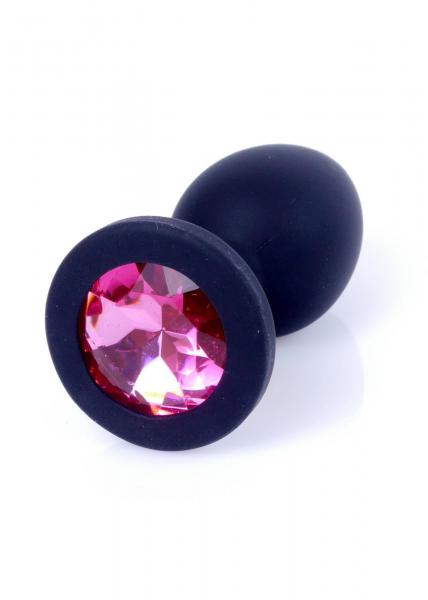 Plug-Jewellery Black Silicon PLUG Small- Pink Diamond