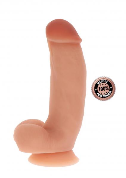 Silicone Dildo 7 inch w Balls Light skin tone