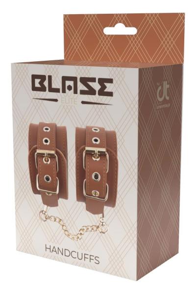 BLAZE ELITE HAND CUFFS COGNAC VEGAN LEATHER