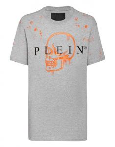 PHILIPP PLEIN MEN TSHIRT SS SKULL GREY