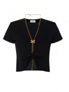 KRÓTKI TSHIRT Z DRAPOWANIEM I ŁAŃCUSZKIEM