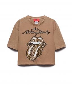 KRTÓKI T-SHIRT Z LOGO I KRYSZTAŁOWĄ APLIKACJĄ \