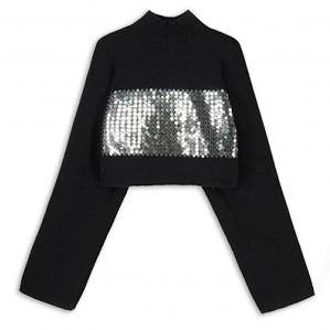 KRÓTKI SWETER Z CEKINOWYM ZDOBIENIEM \