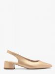 Złote czółenka damskie z otwartą piętą typu slingback ELIZABETH
