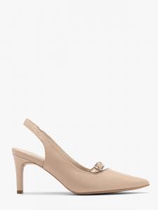Beżowe czółenka typu slingback z ozdobnym paskiem OFELIA