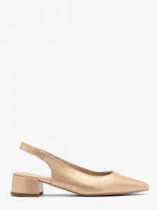 Złote czółenka damskie z otwartą piętą typu slingback ELIZABETH