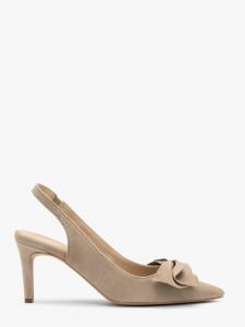 Beżowe czółenka slingback z kokardą OFELIA