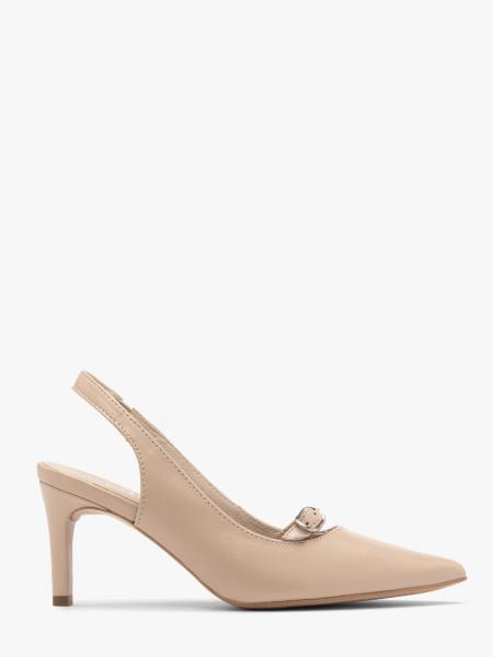Beżowe czółenka typu slingback z ozdobnym paskiem OFELIA
