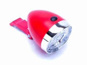 Lampa przód bateryjna 3-LED RETRO czerwona z włącz. 3xAAA z uchwytem OEM - Sklep firmowy ProRowery