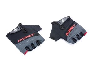 Rękawiczki rowerowe - czarno-popielate z czerwonym napisem ROMET XL - Sklep firmowy ProRowery