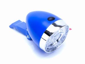 Lampa przód bateryjna 3-LED RETRO niebieska z włącz. 3xAAA z uchwytem OEM - Sklep firmowy ProRowery