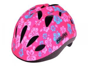 Kask rowerowy dziecięcy Neonn różowy w kwiatki. rozm.S 48-52 cm