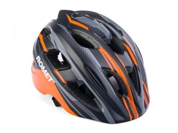 Kask rowerowy dzieciecy ROMET model 509 szaro pomaranczowy mat M (52-56)