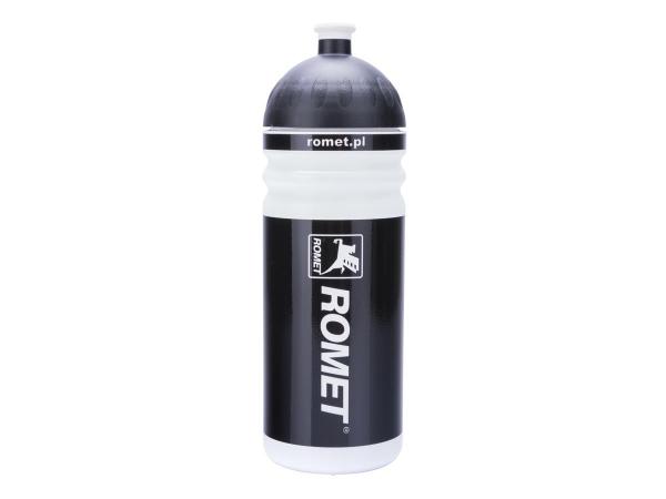 Bidon 0,7 l. biało- czarny, zakrętka/czarna logo ROMET - Sklep firmowy ProRowery
