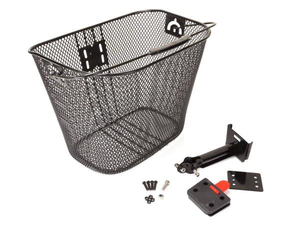 Koszyk na wspornik kier. HQ-205 metalowy/metalowy klip-wysięg/ 34x25x26 czarny - Sklep firmowy ProRowery
